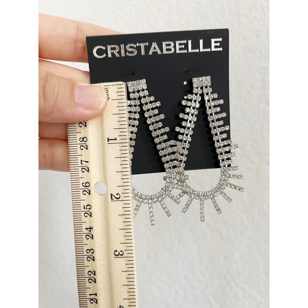 New CRISTABELLE Nordstrom Crystal Open Teardrop Earrings Large - Picture 3 of 4